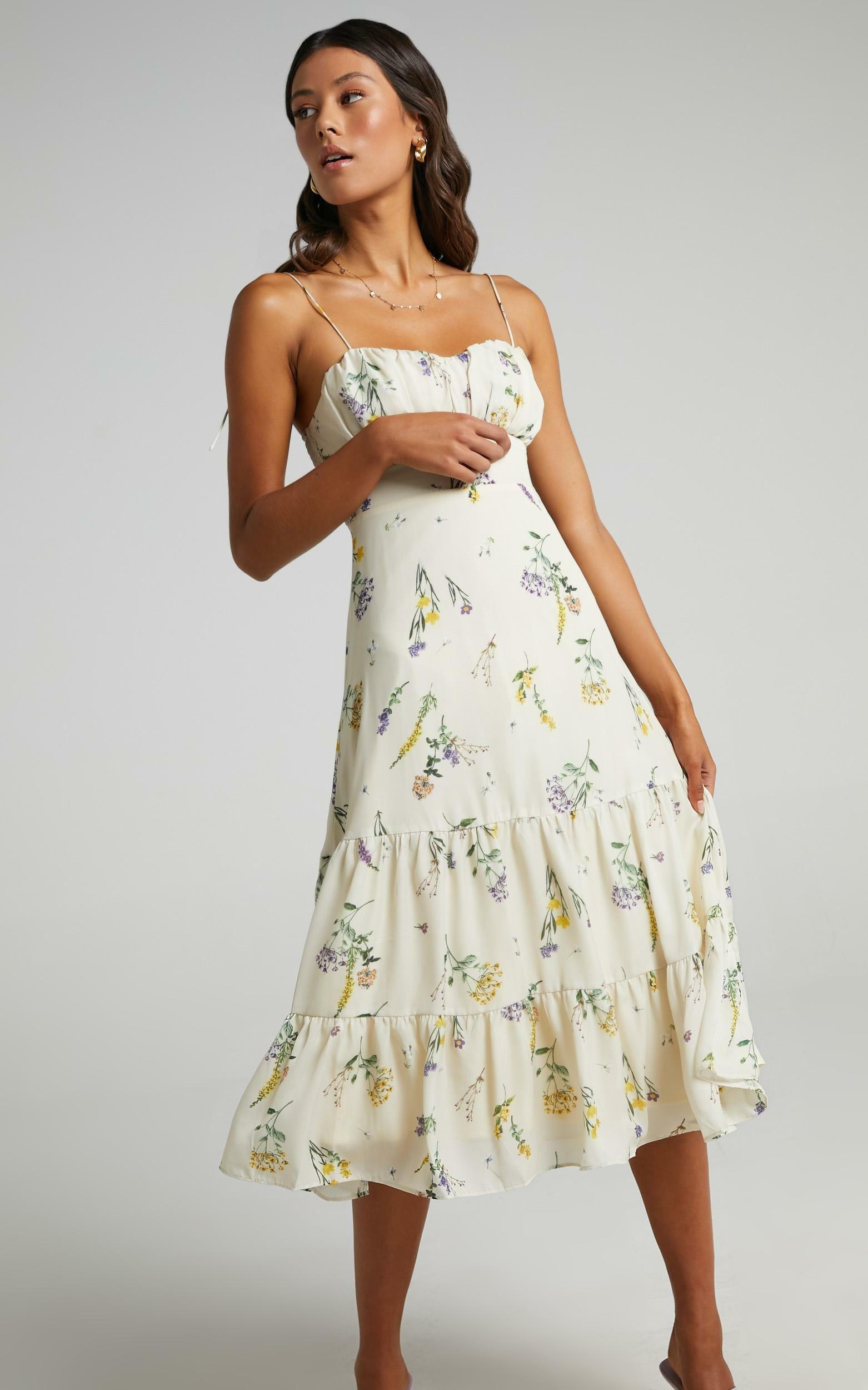 Monaco Sweetheart Midi Dress in Botanical floral | Showpo (US, UK & Europe)