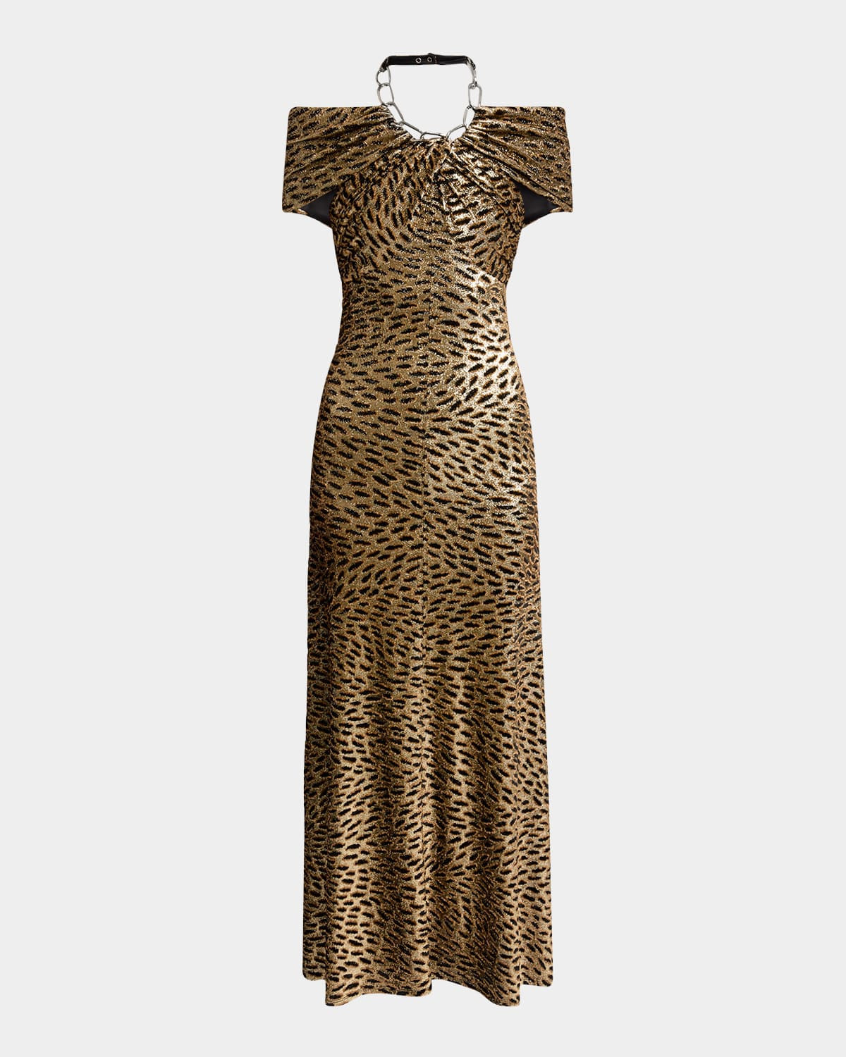 Chain Halter-Neck Leopard Gown | Neiman Marcus