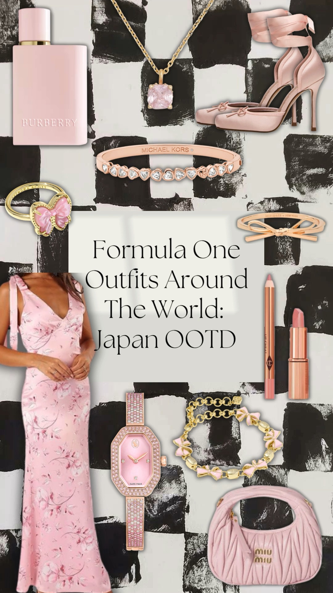 
Welcome back to Formula One Outfits Around The World, where I curate a look for race Sunday Inspired by each Grand Prix Location. 
.
This weeks location is round two: The Japan Grand Prix OOTD 🇯🇵🏎️🏁
. 
I was really inspired by this cherry blossom and floral printed pink silk dress from petal and pup one of my favorite dress brands. Around this time of the year, the cherry blossoms bloom in Japan, so the dress is the girly center point I wish to use curate this look around. The three mains colors I wanted to work around, were the baby pink with compliments of gold and rose gold. Paired with those three tones in jewelry, a baby pink purse and watch. Finally a matching pair of ballerina heels to match the bow ring and bracelet. To tie the whole pink and gold look together, the perfect shade of light pink lipstick and a floral scented perfume. I honestly love this dress and can’t wait to wear it myself this summer.
.  

#LTKgrwm #LTKPetite #LTKootd