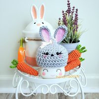 Gray Easter Bunny Marshmallow Mug Hat, Toppers, Buns, Spring Decor, Tiered Tray Decor | Etsy (US)