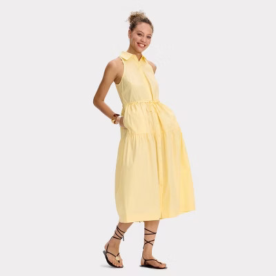 Women's Long Sleeve Poplin Maxi Shirtdress - Universal Thread™ Yellow M | Target