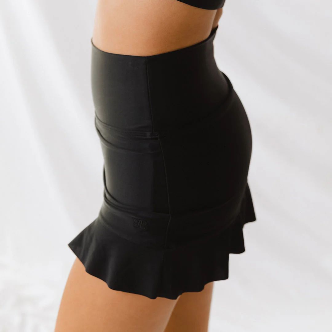Matte Black High-Waisted Swim Skirt | Albion Fit