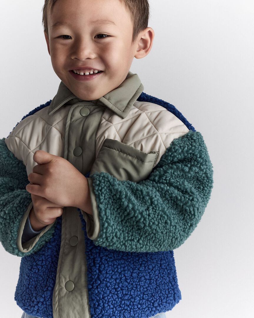 Toddler Boy Colorblock Sherpa Jacket - Blue/Cream | Carter's Inc
