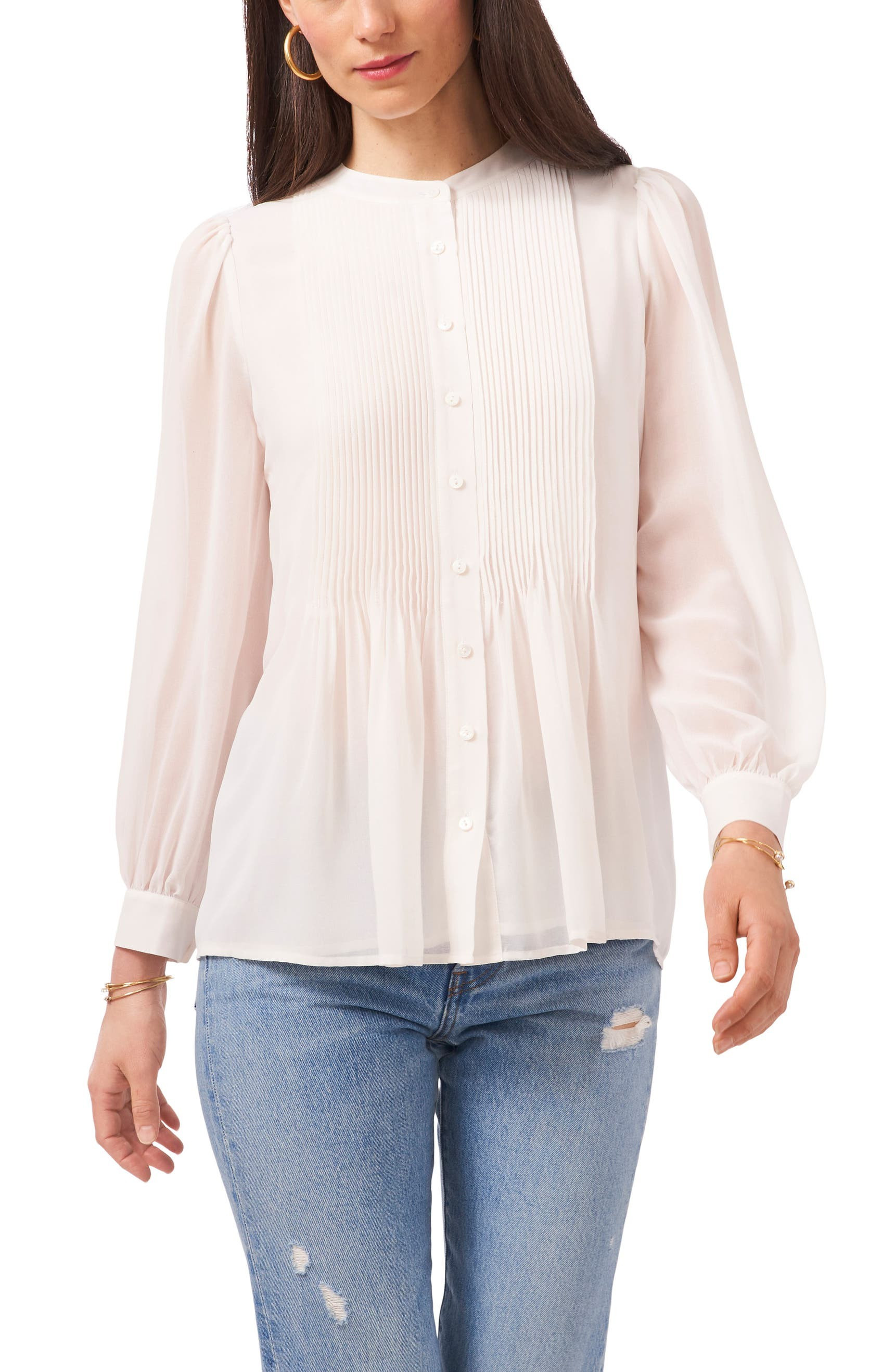 Pintuck Yoke Button-Up Blouse | Nordstrom