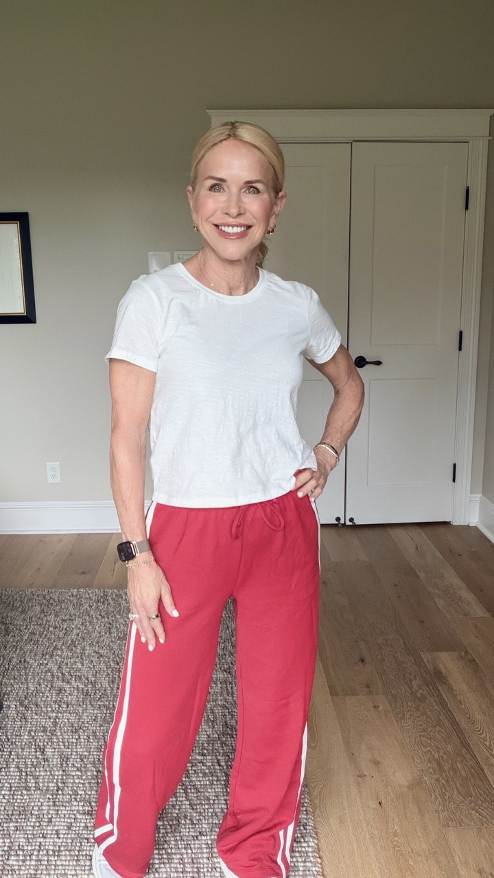 My favorite track pants also come in red ❤️

#LTKootd #LTKgrwm #LTKOver40