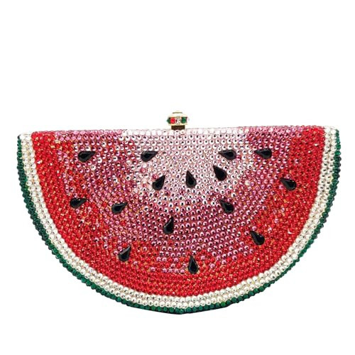 RomanticDesign Cute Watermelon Rhinestone Evening Clutch for Women Glitter Crystal Purse Party Cocktail Banquet Handbag, Red | Amazon (US)