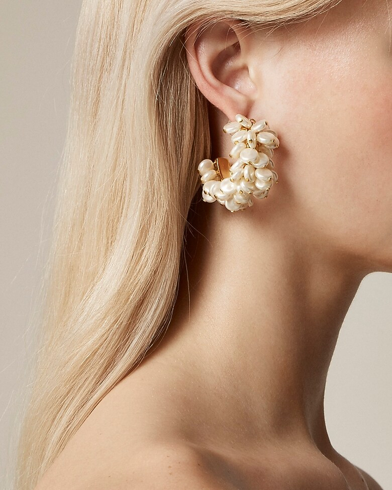 Pearl cluster hoop earrings | J. Crew US
