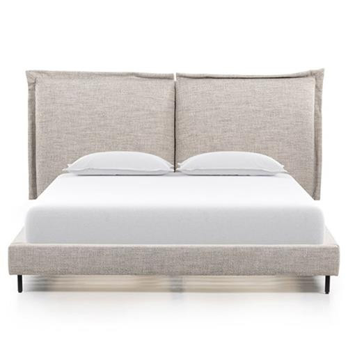 Marly Industrial Loft Grey Performance Black Iron Frame Bed - Queen | Kathy Kuo Home