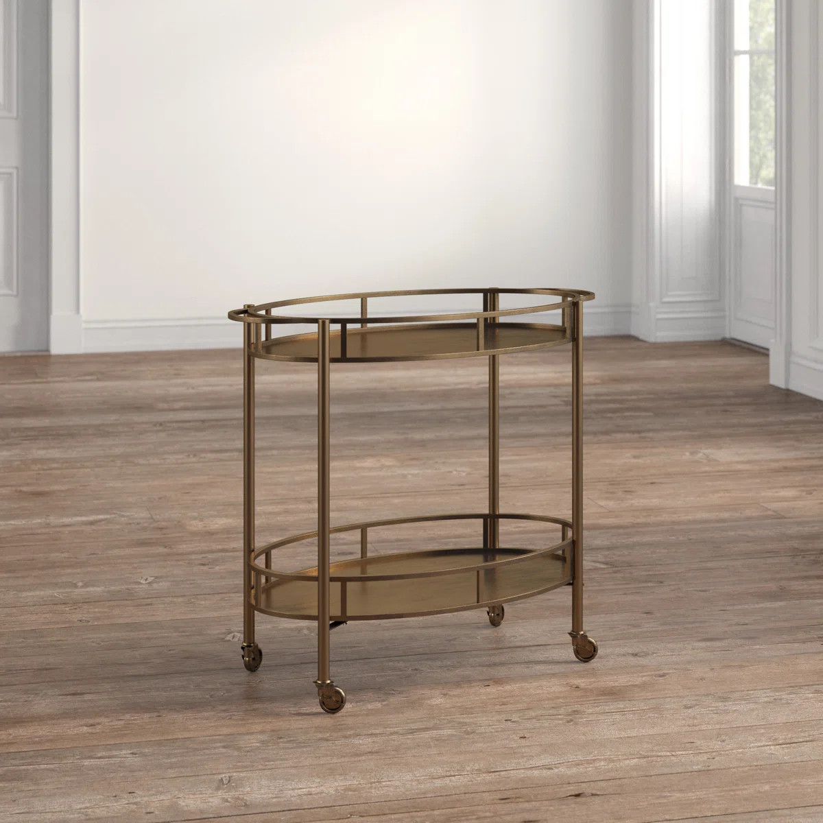 Oval 2-Tier Metal Bar Cart with Wheels | Wayfair North America