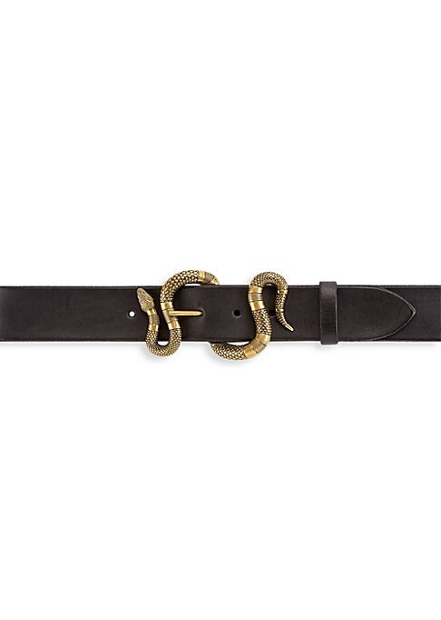 Gucci Men's Snake Buckle Leather Belt - Black - Size 95 (34) | Saks Fifth Avenue