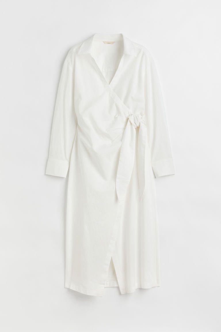 H & M - Linen-blend Shirt Dress - White | H&M (US + CA)