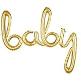 Baby 3D Script Foil Balloon- 39'' | Gold | 1 Pc. | Amazon (US)