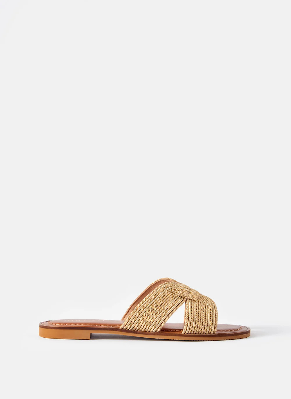 Darcie Gold Rope Flat Sandals | Mint Velvet