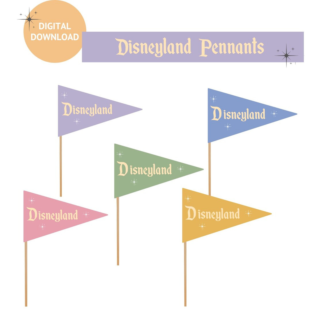 Boho Retro Disneyland Pennant Flag Printable Disneyland Party Decor Disneyland Photo Props Disney... | Etsy (US)