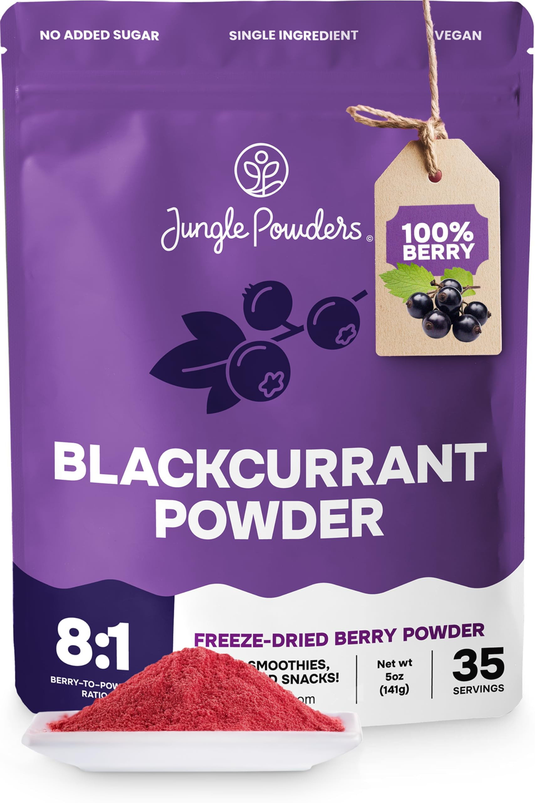 Jungle Powders Black Currant Powder 5 Ounce Bag Freeze Dried Currants Fruit Black Current Tea Jui... | Amazon (US)