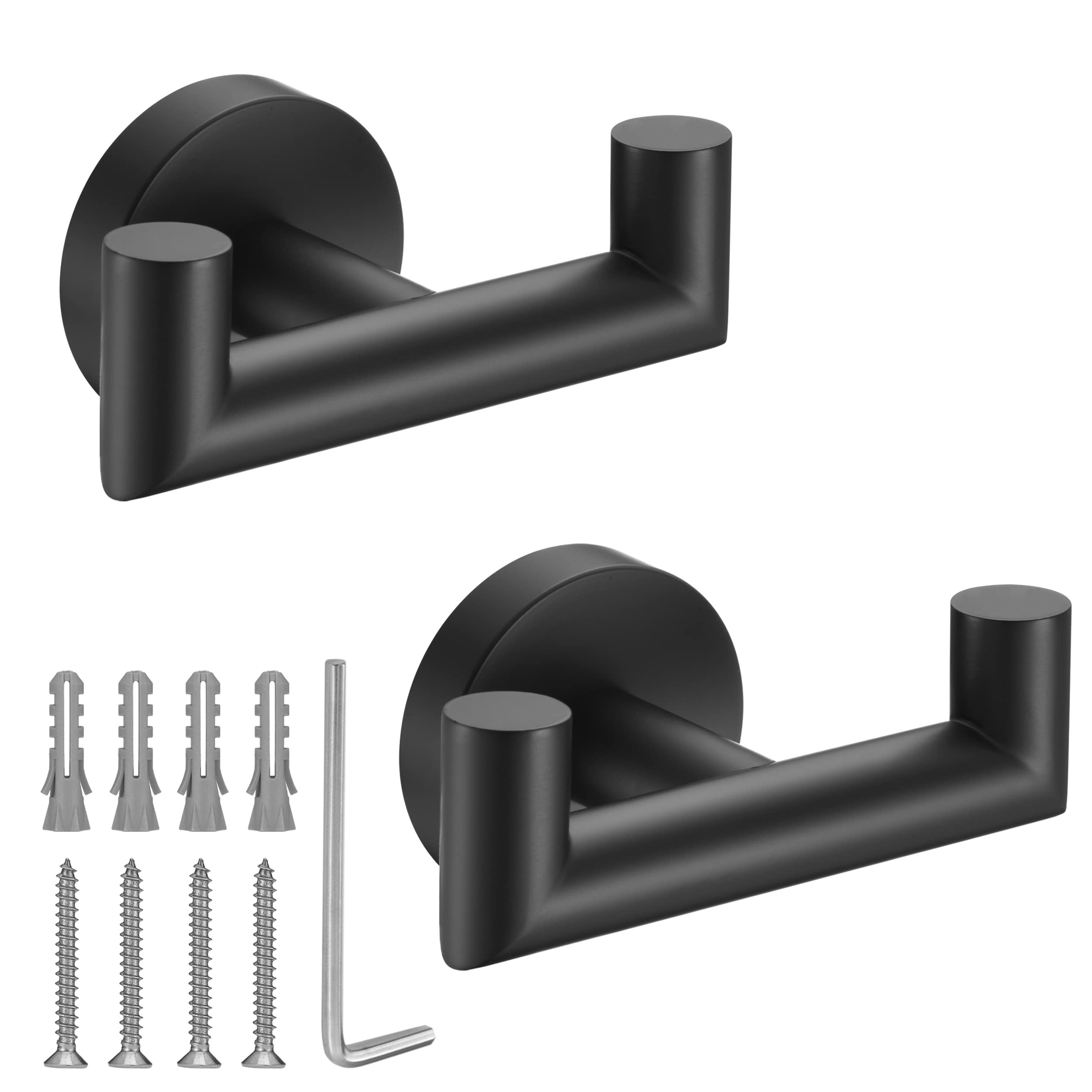 Towel Hooks for Bathrooms,Matte Black Towel Hook for Kitchen Bathroom,SUS304 Stainless Steel Coat... | Amazon (US)