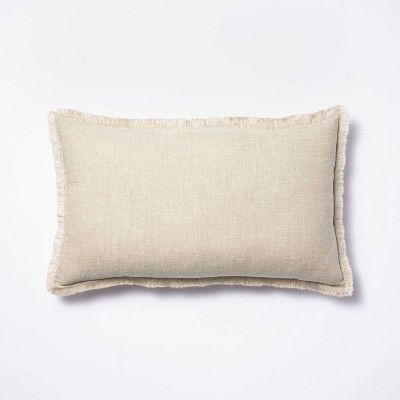 Linen Throw Pillow with Contrast Frayed Edges - Threshold™ designed with Studio McGee | Target