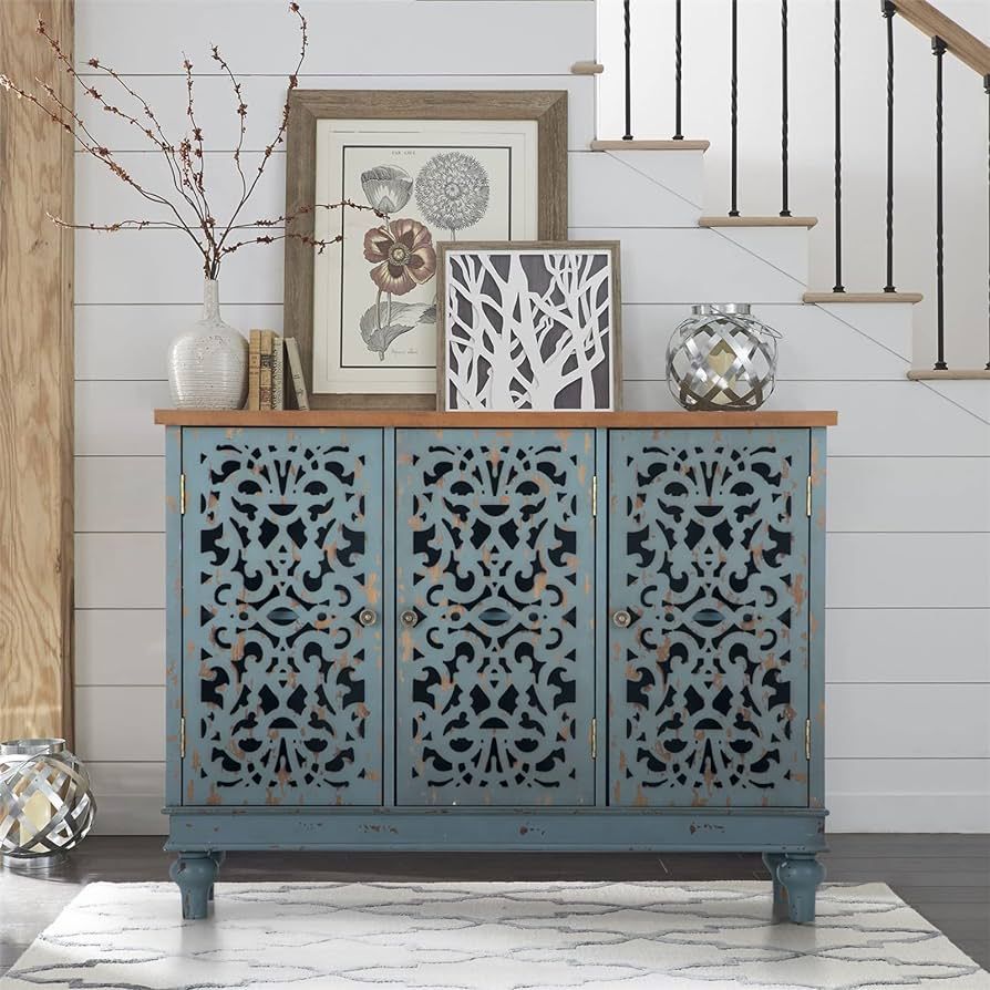 Sophia & William Sideboard and Buffet with Storage, 3-Door Hollow-Carved Accent Cabinet, Distress... | Amazon (US)