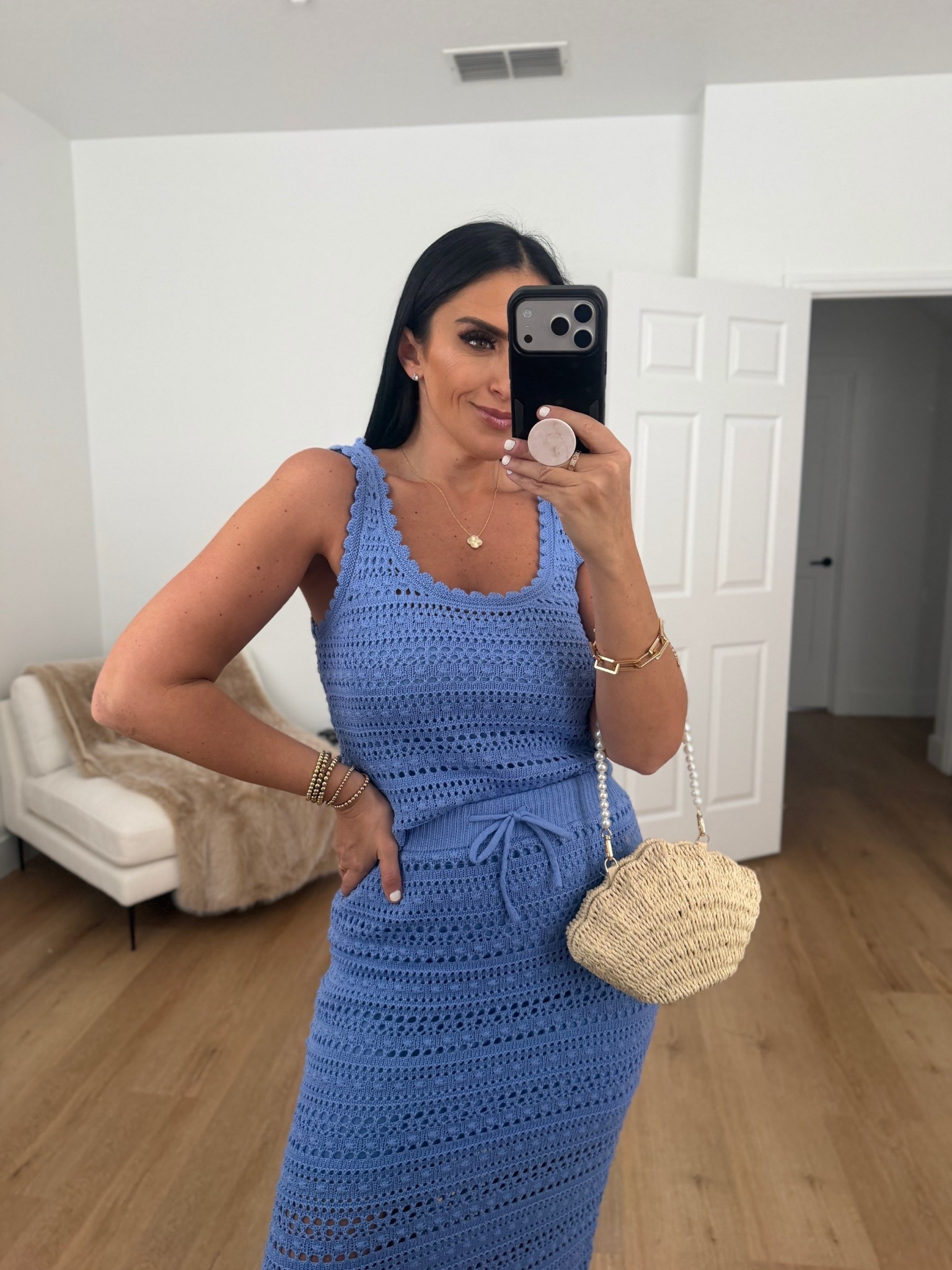 No Boundaries Cotton Pointelle Tank Top and Maxi Skirt Set wearing size small. 