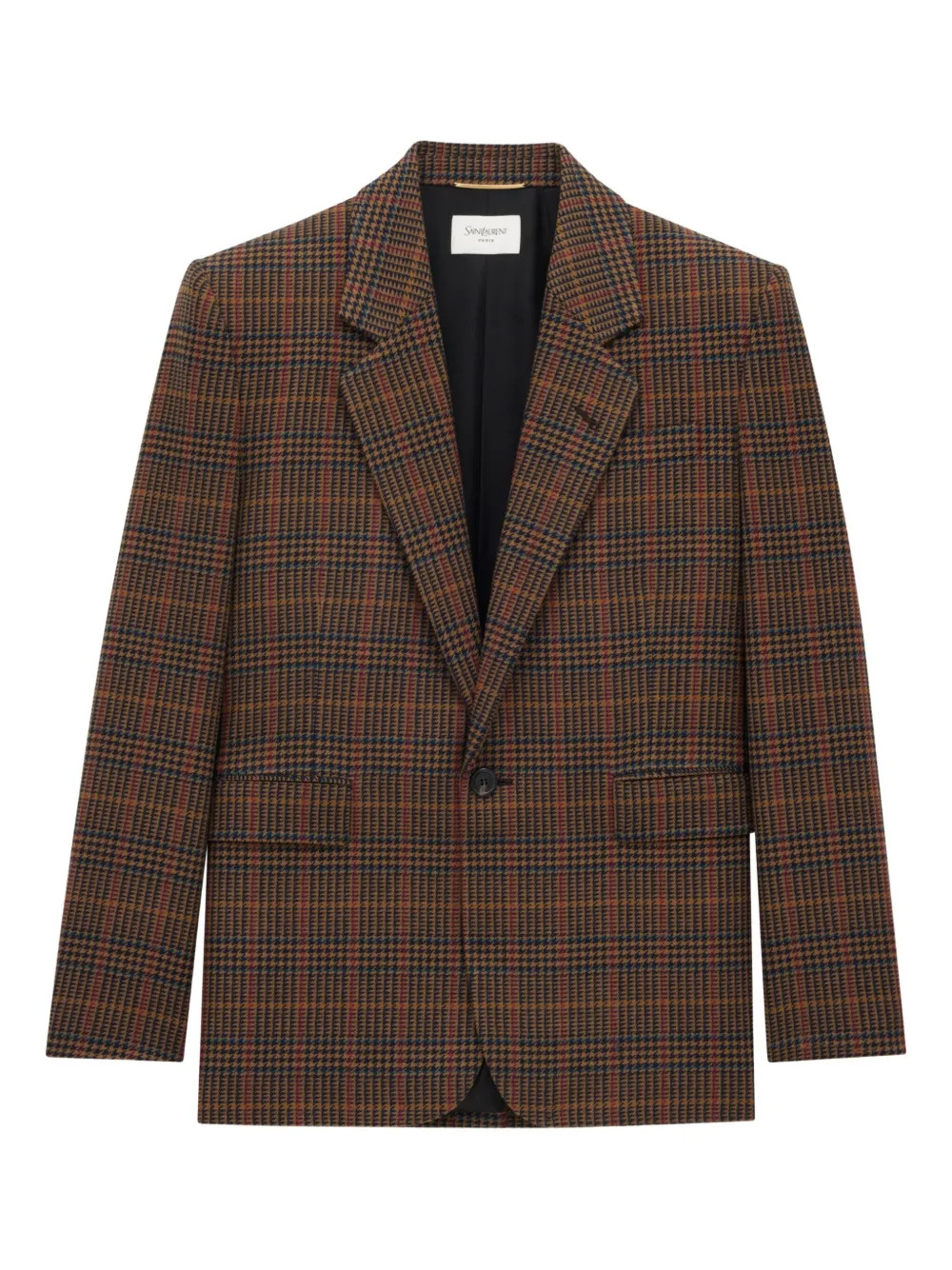 Saint Laurent Checked single-breasted Wool Blazer | Brown | FARFETCH AU | Farfetch Global