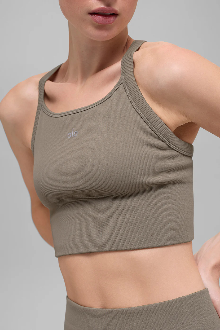 ALO | Seamless Ribbed Favorite Bra Tank Top in Light Cocoa Brown, Size: Small | Alo Yoga (US)