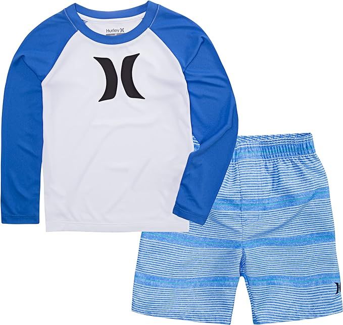 Hurley Boys' Swim Suit 2-Piece Outfit Set, Fountain Blue, 2T | Amazon (US)
