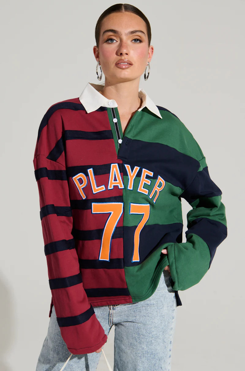 OFF THE FIELD LONG SLEEVE STRIPED RUGBY TEE | AKIRA