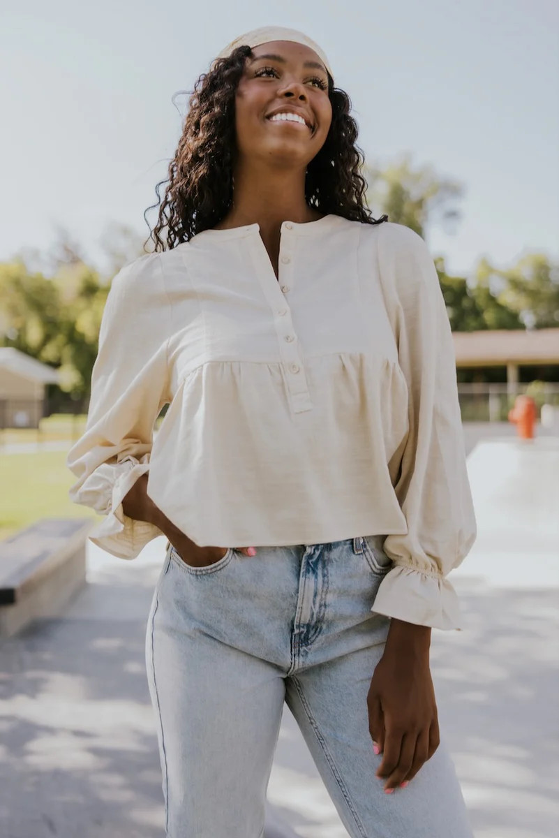 The Harriet Ruffle Sleeve Blouse | Roolee