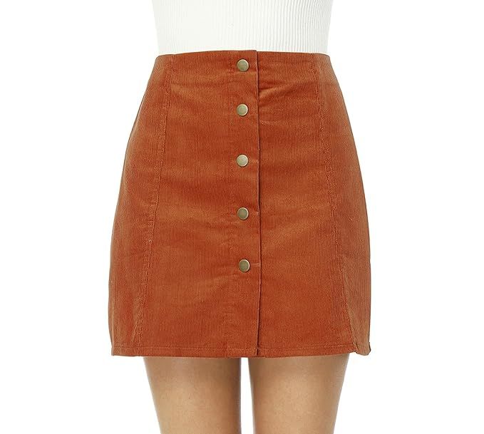 Clarisbelle Women's High Waist Suede Button Closure A-Line Mini Skirt | Amazon (US)