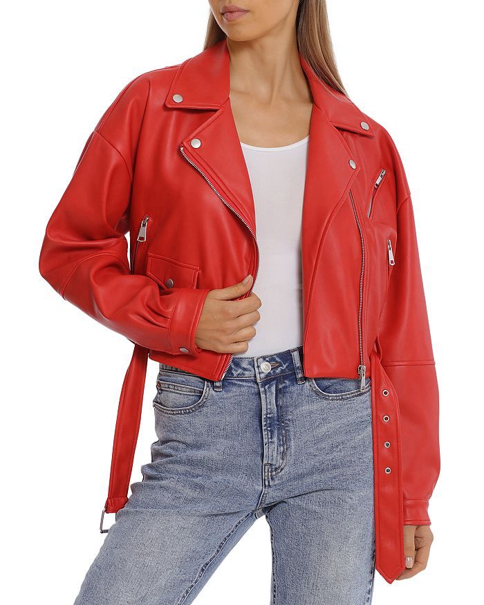 Oversized Cropped Faux Leather Moto Jacket | Bloomingdale's (US)