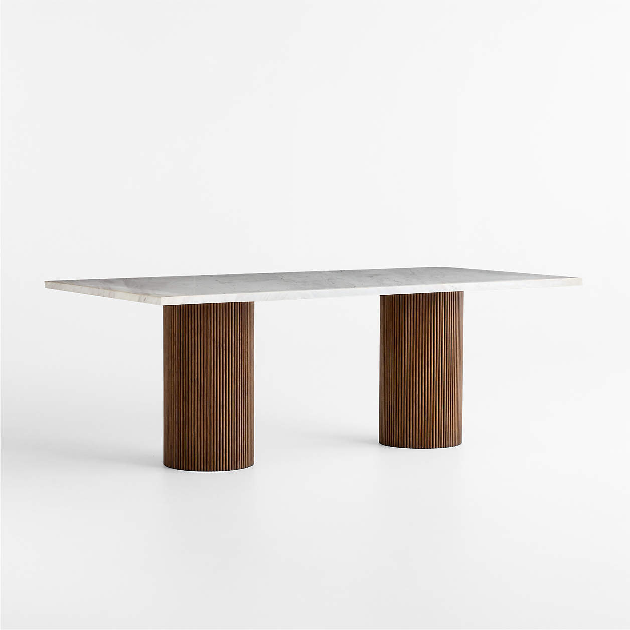 Portico 76" Marble and Warm Brown Oak Oval Dining Table + Reviews | Crate & Barrel | Crate & Barrel