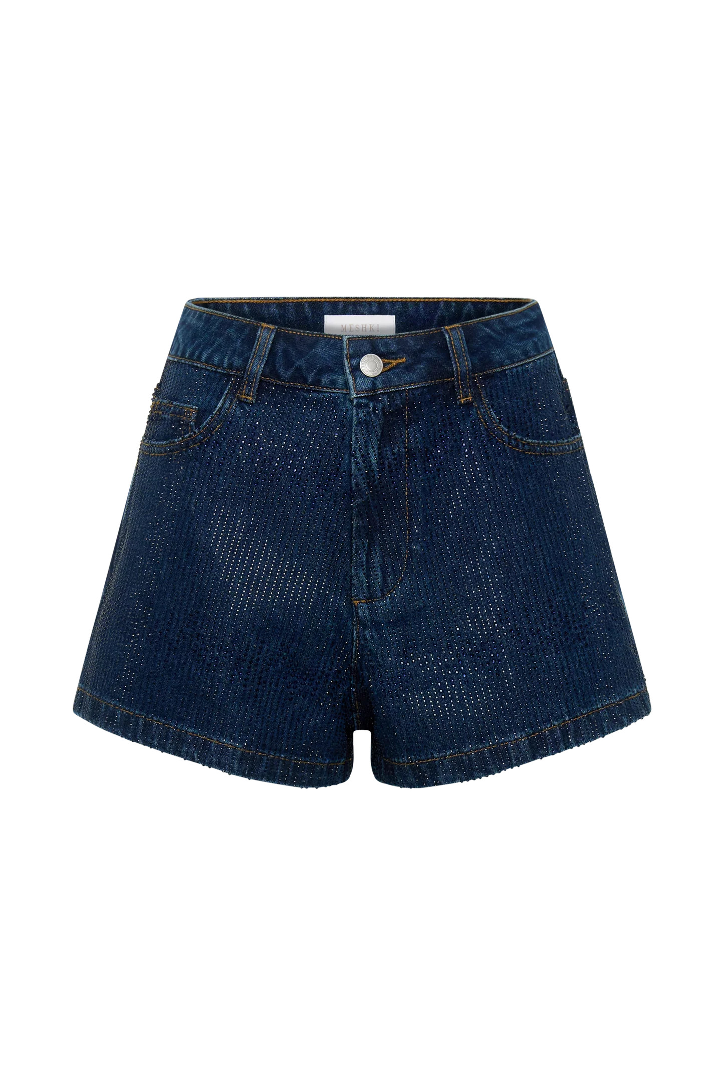 Dan Diamante Denim Shorts - Midnight Blue | MESHKI US