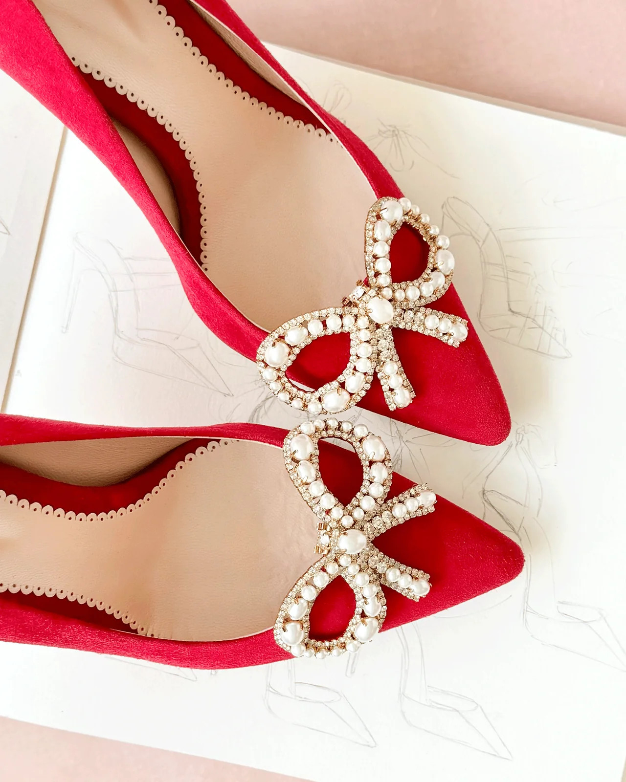 Pearl & Crystal Bronte Bow Shoe Clips | Emmy London | Emmy London