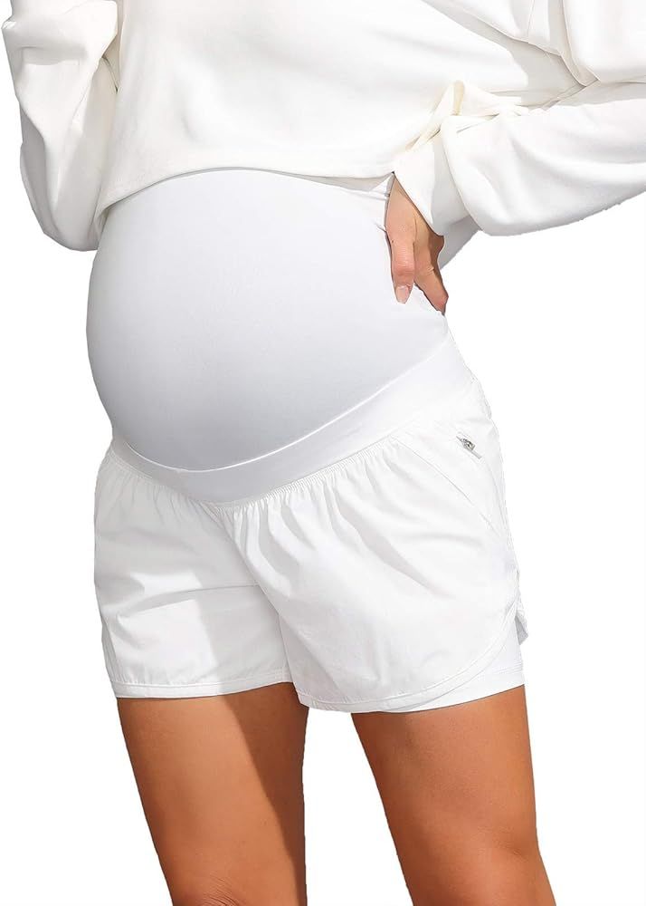 Maacie Maternity Shorts Active Summer High Waist Workout Yoga Casual Shorts | Amazon (US)