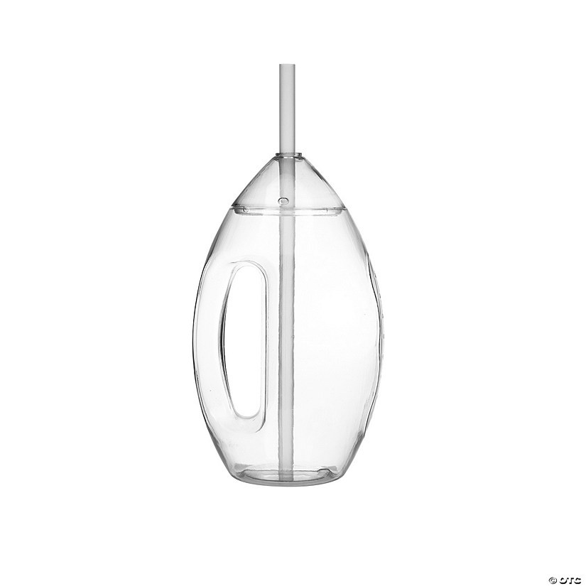 8 1/4" 26 oz. Football-Shaped Clear Plastic Cups with Lids & Straws - 6 Ct. | Oriental Trading Company