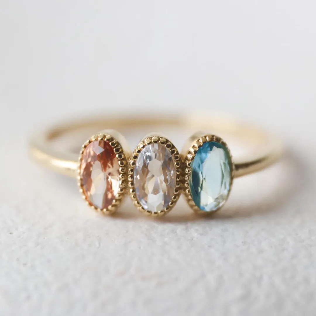 Mothers Ring 2, 3, 4 , 5 6 Stone, Birthstone Ring for Mom, Mothers Day Gift, Personalized Birthst... | Etsy (US)