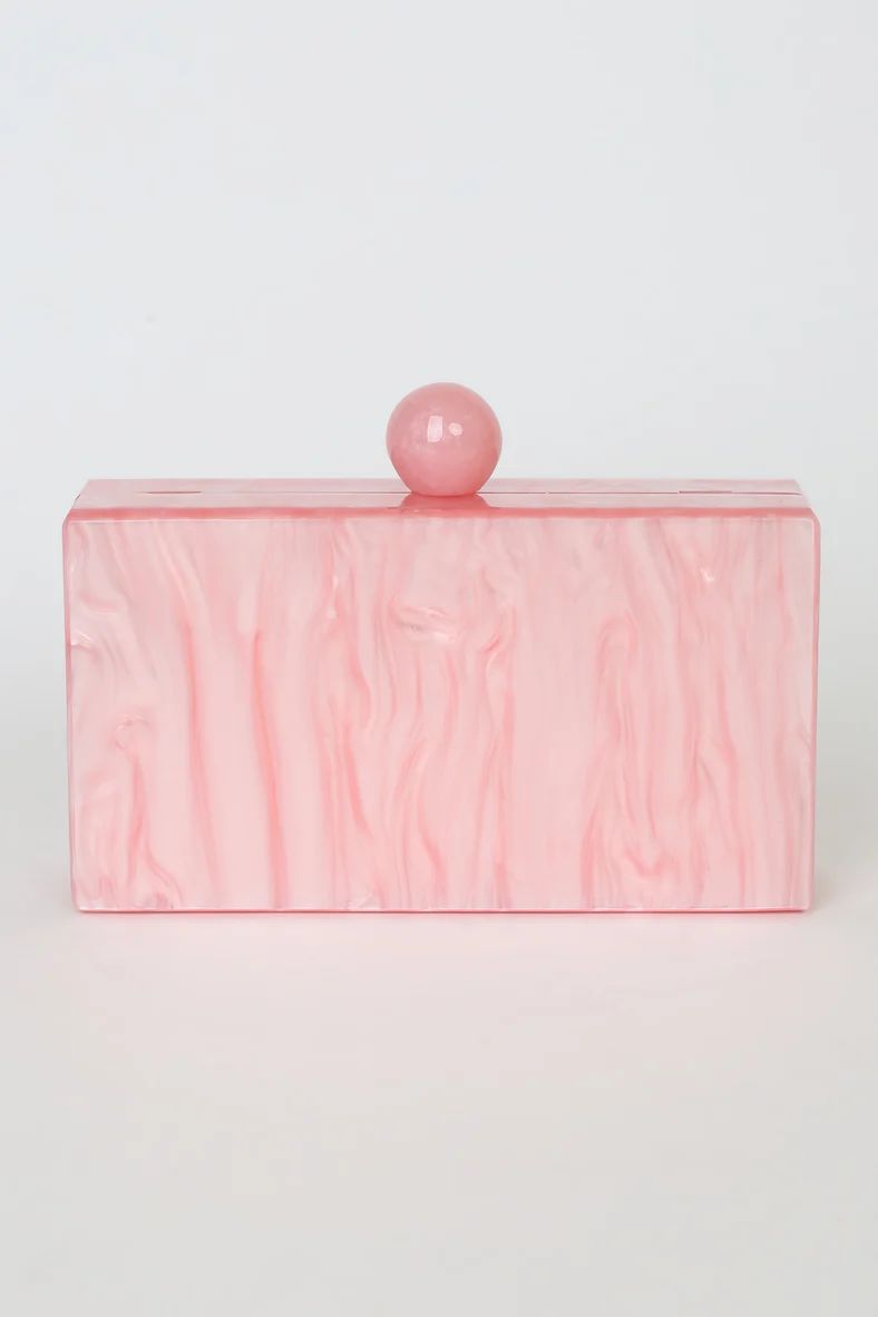 In Attendance Pink Marble Acrylic Box Clutch | Lulus (US)
