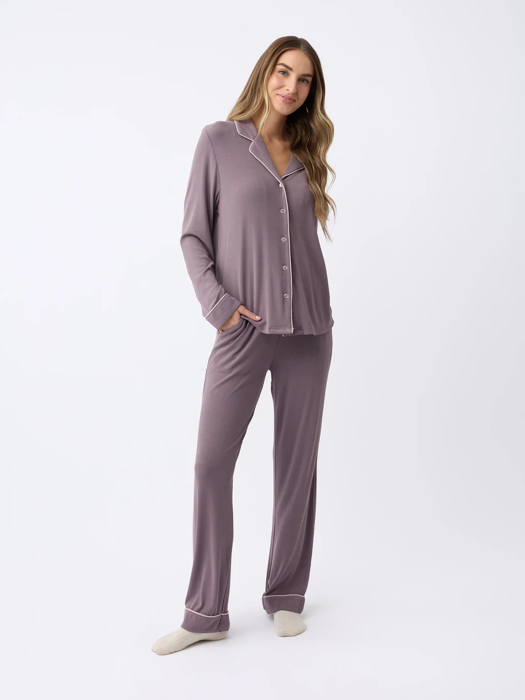 Women's Bamboo Rib-Knit Classic Long Sleeve Pajama Set | Cozy Earth
