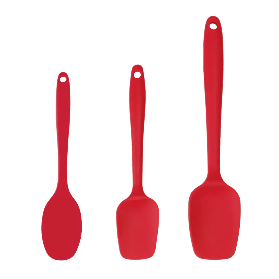 Unique Bargains Silicone Spatula Set 3pcs Heat Resistant Kitchen Rubber Scraper Non Stick Spatula for Cooking Baking and Mixing Red Stainless Steel | Lowe's