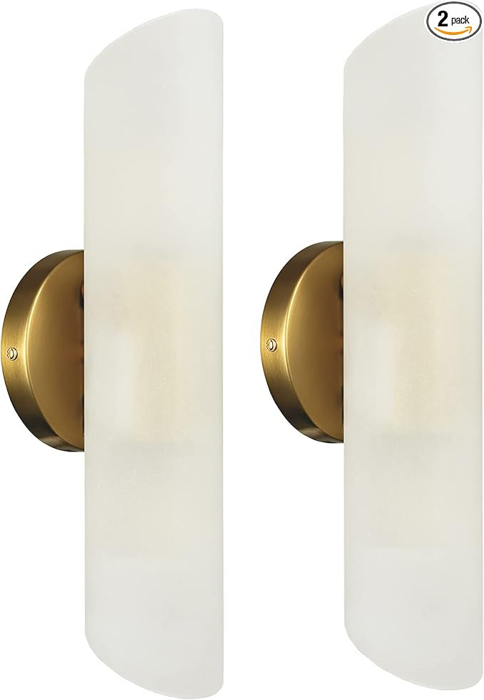 DAYCENT Modern Gold Bathroom Vanity Light Brass Wall Sconces Set of 2 Cylinder Sconce Lighting | Amazon (US)