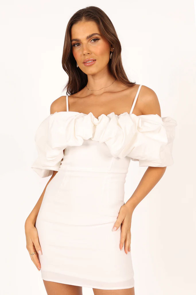 Sia Ruffle Mini Dress - White | Petal & Pup (US)