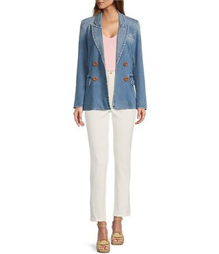 A Loves A Double Breasted Notch Lapel Denim Blazer | Dillard's | Dillard's