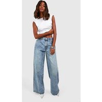 Womens The Wide Leg Jeans - Blue - 8 | boohoo (US & Canada)