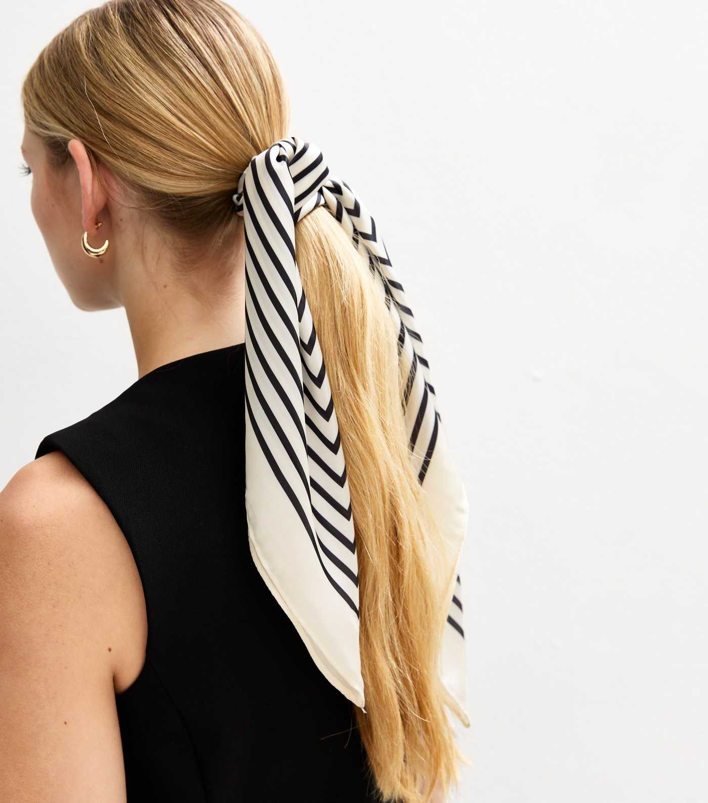 White Geometric Striped Headscarf | New Look | New Look (UK)