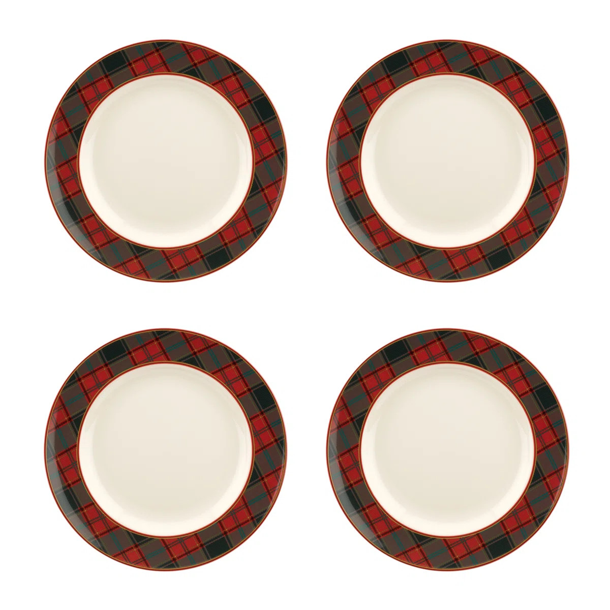 Christmas Tree TARTAN DINNER PLATE 10.5" SET OF 4 | Wayfair North America