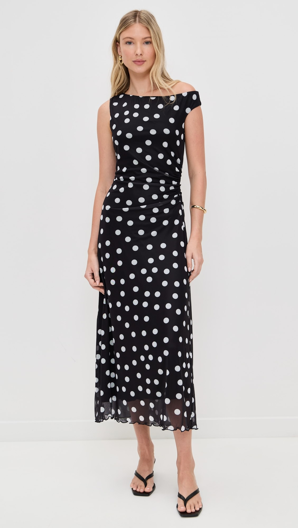 Fallen Shoulder Polka-Dot Maxi Dress | Shopbop