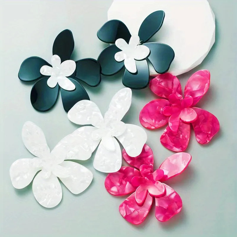 Exaggerated Flower Design Sexy Dangle Earrings Resin Jewelry Trendy Female Gift Showroom Party Ac... | Temu Affiliate Program