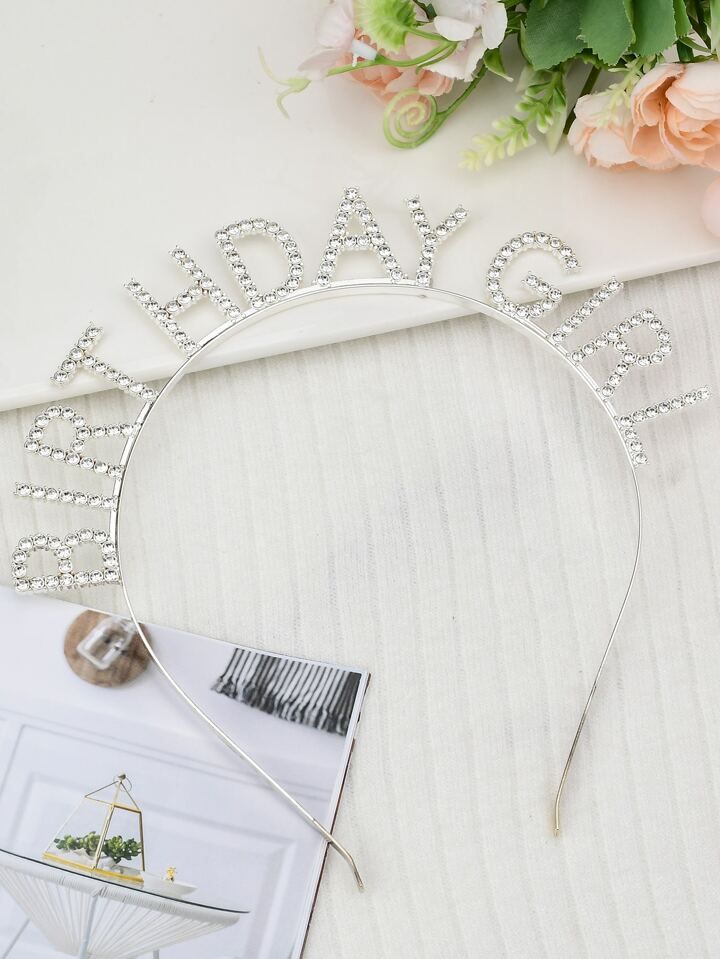 1pc Letter Design Party Hair Hoop, Rhinestone Decor Birthday Headwear For Birthday Party | SHEIN