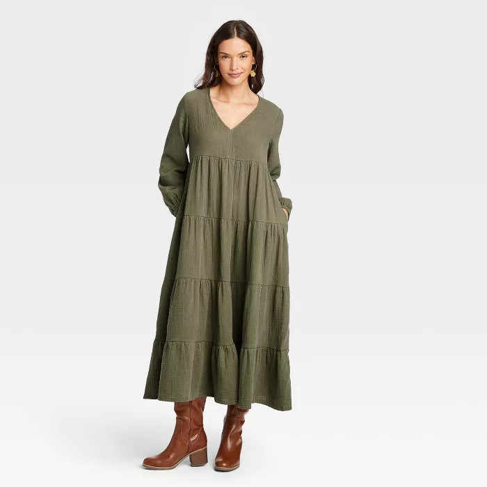Women's Balloon Long Sleeve Tiered Dress - Universal Thread™ | Target