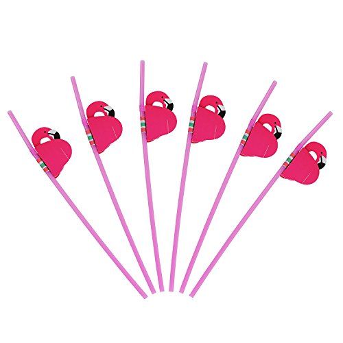 50 Pink Flamingo Straws, Plastic Drinking Straws for Lula Party Supplies/ Hawaiian / Birthday/ Pool  | Amazon (US)
